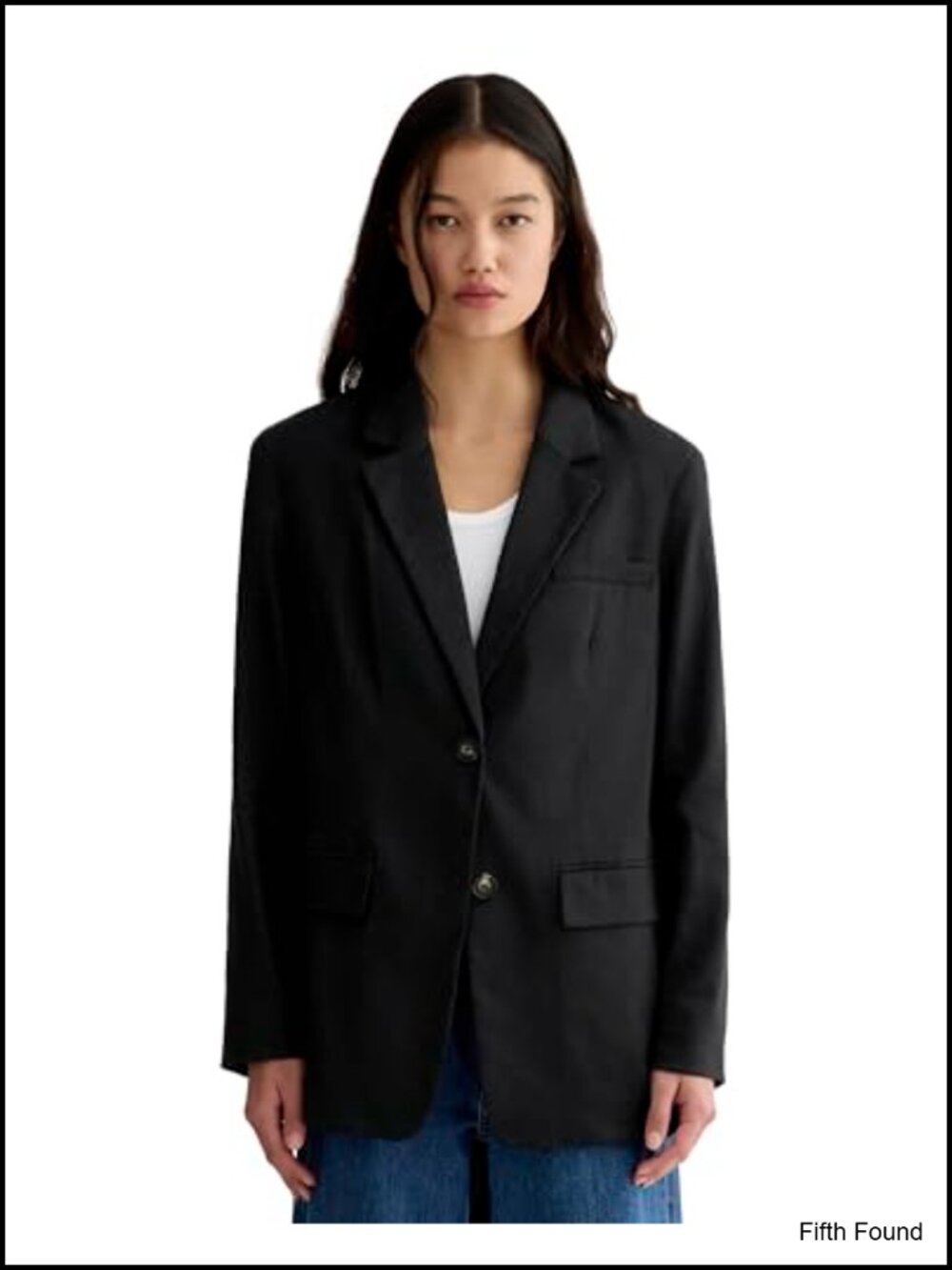 Tencel Lyocell Oversized Blazer Long Sleeve Button Notch Collar Business Casual